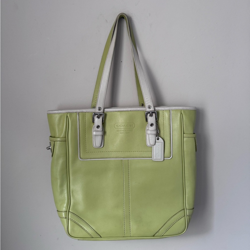 Coach Lime Green vintage legacy Hampton gallery tote bag